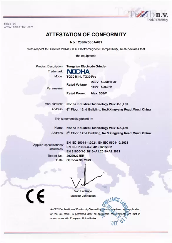 CE-EMC certificate 23662555AA01