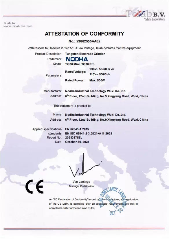 CE-LVD certificate 23662555AA02